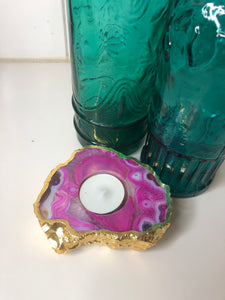 Agate candle holder Pink