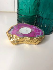 Agate candle holder Pink