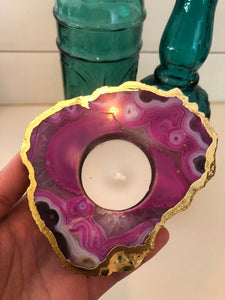 Agate candle holder Pink