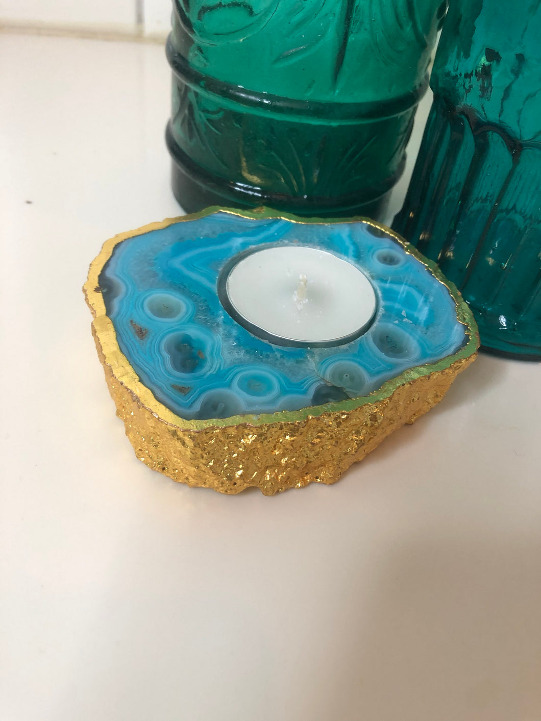 Agate Candle Holder Azure