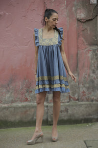 Boutique Dress Frenchi Denim Blue