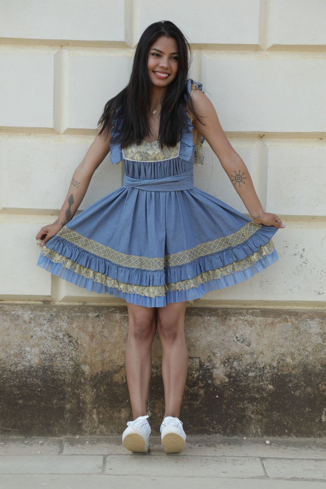 Boutique Dress Frenchi Denim Blue
