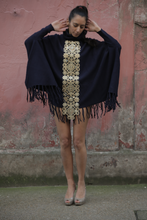 Load image into Gallery viewer, Boutique Poncho Cozmic Stars Royal
