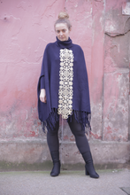 Load image into Gallery viewer, Boutique Poncho Cozmic Stars Royal
