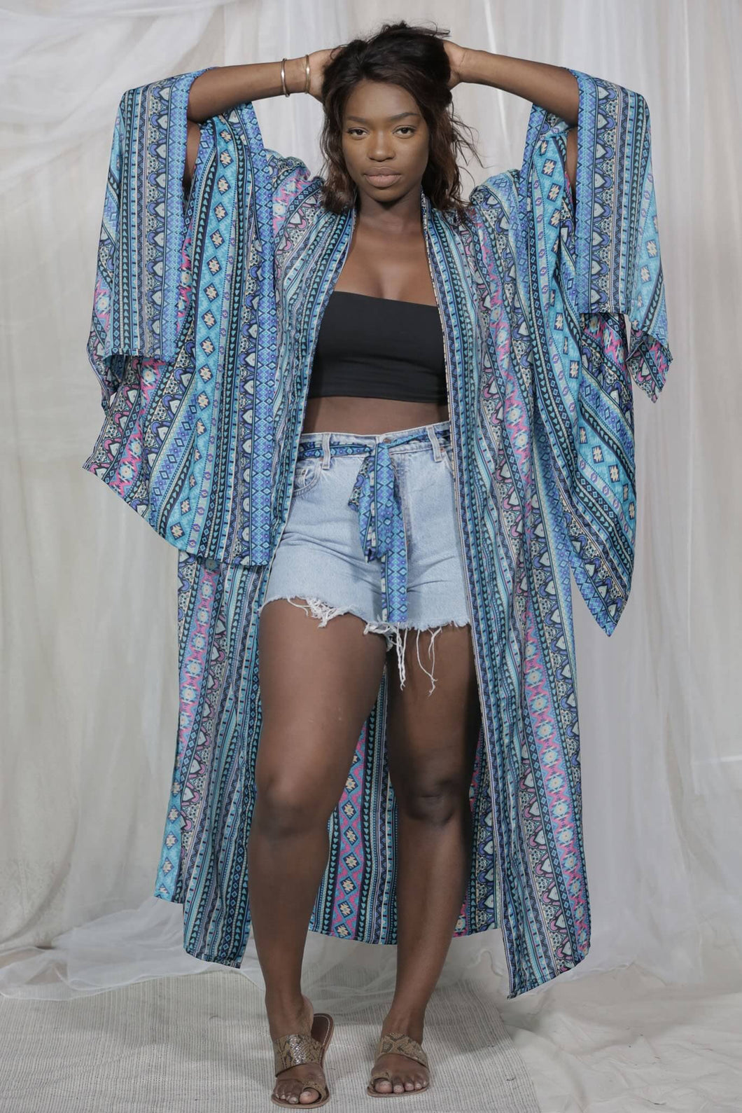Dreamcatcher Kimono Long Aqua